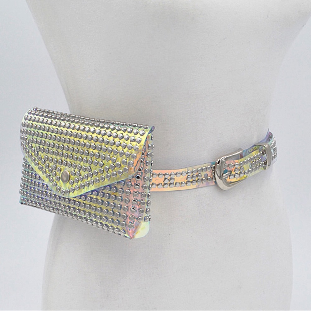 VISIBLE METALLIC STUDDED FANNY PACK